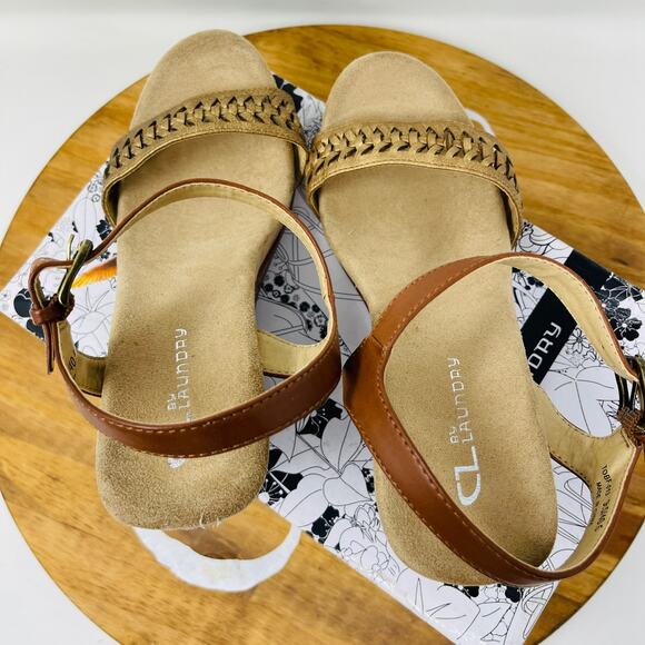 CL By Laundry Wedge Sandals Rope Woven Strap Slingback Shimmer Bronze 9.5 NIB - Picture 6 of 8